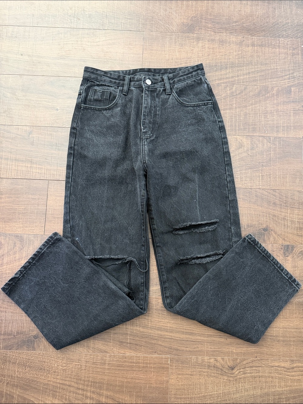 SHEIN Distressed Black Jeans